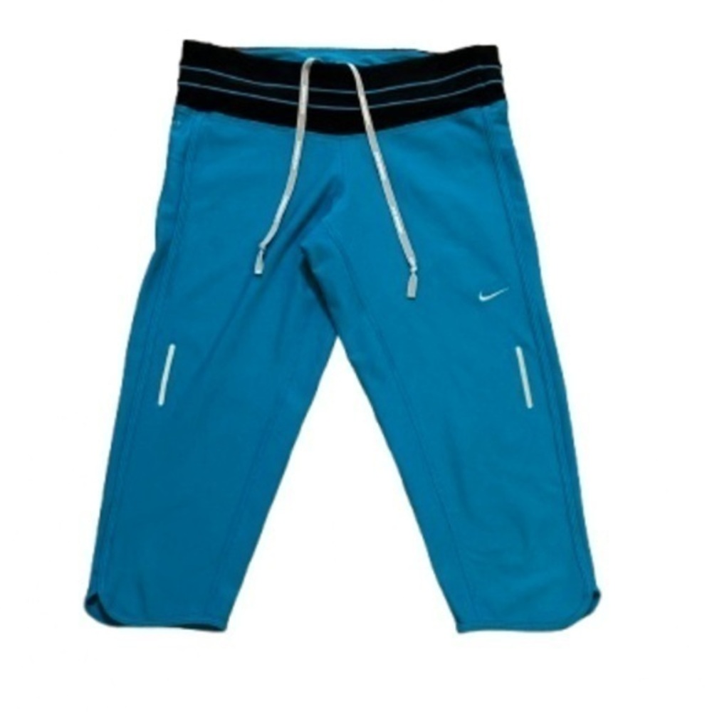 Nike Blue and Black Athletic Performance Dri Fit Running Crop Leggings
